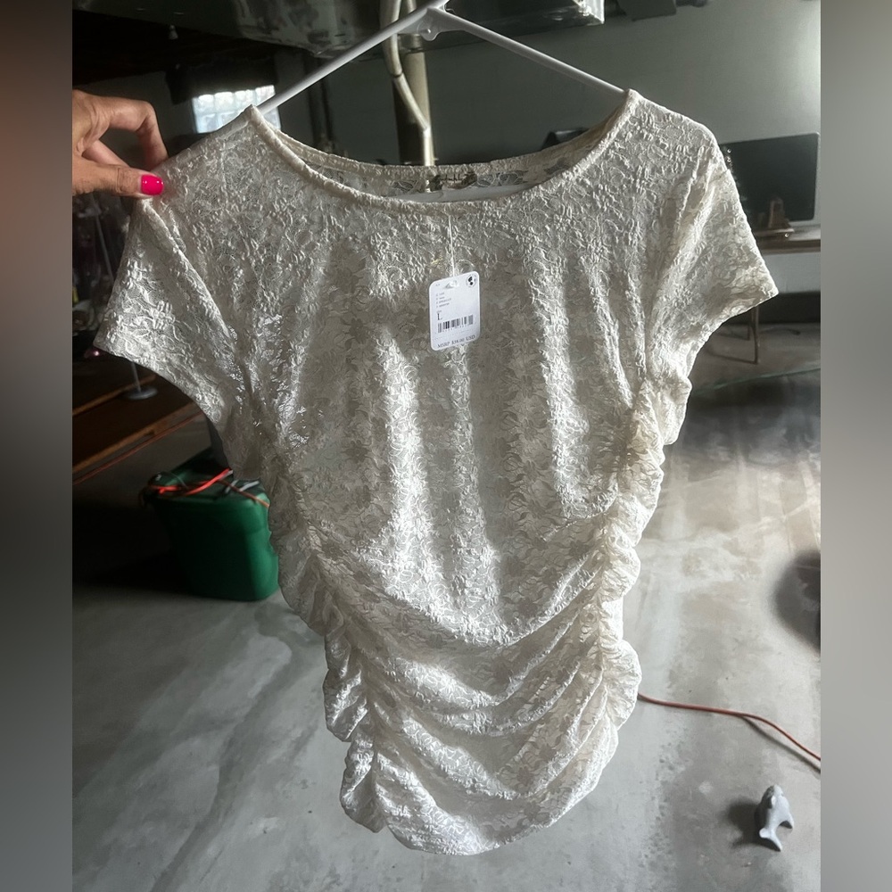 NWT Free People Ivory Lace Blouse size large